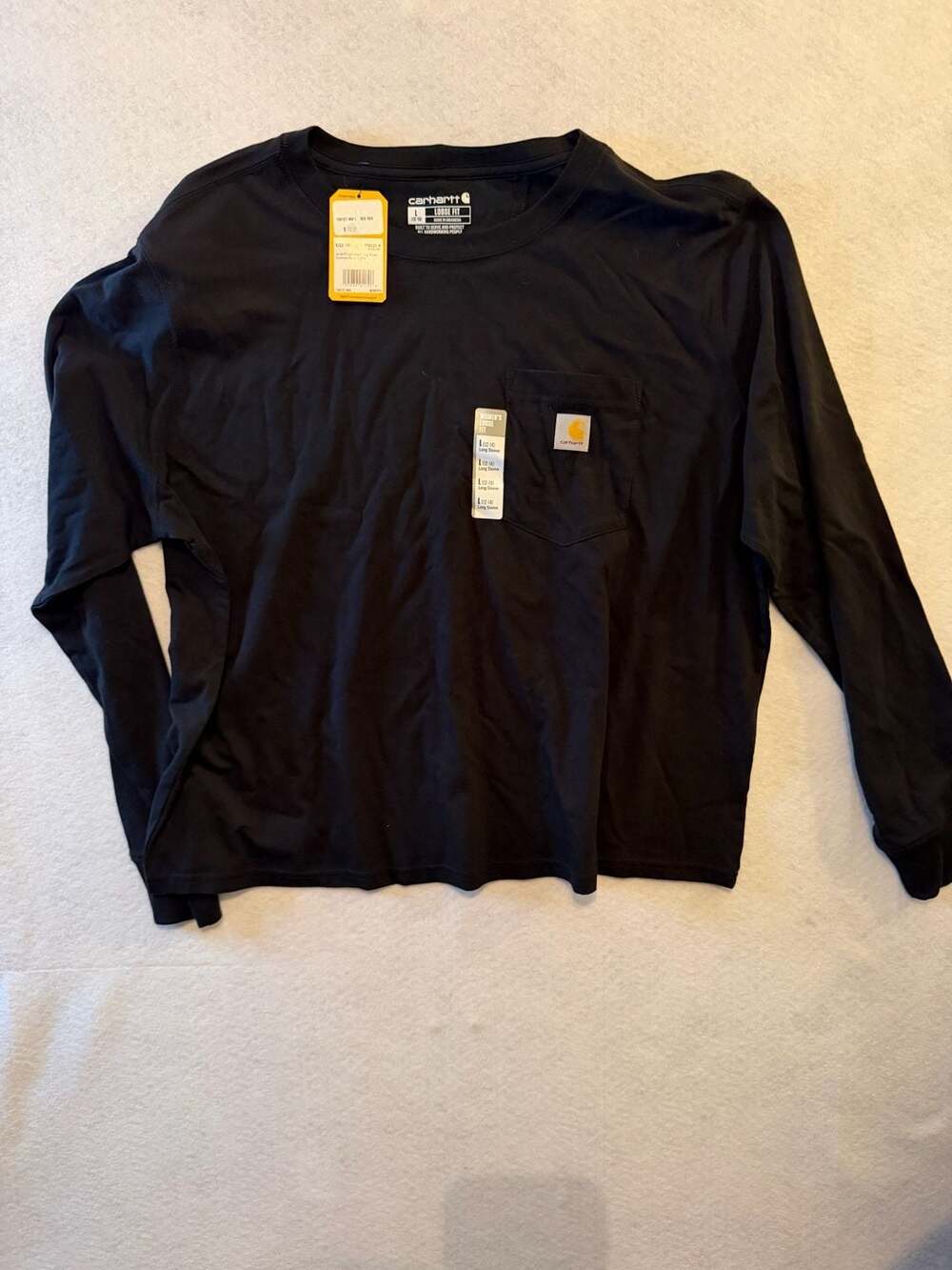 Carhartt Women's Loose Fit Lightweight Long-Sleeve Pocket T-Shirt Black Sz L